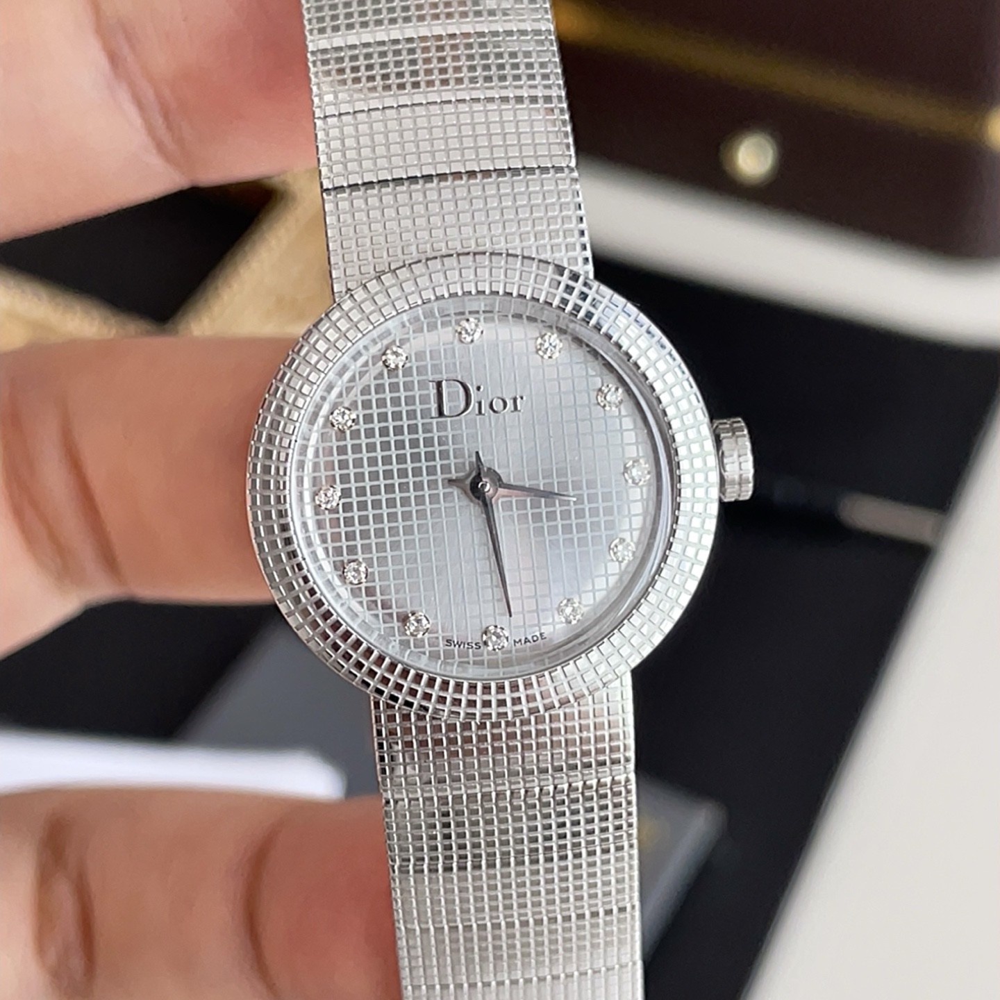 95新 DIOR/迪奥 时来运转·满刻度钻·珠宝款镭射马赛克盘·石英腕表