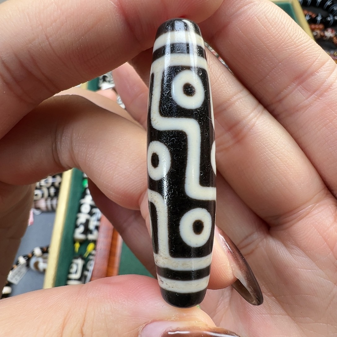 艺***绘玛瑙/玉髓未镶嵌珠宝半成品聚缘折线九眼