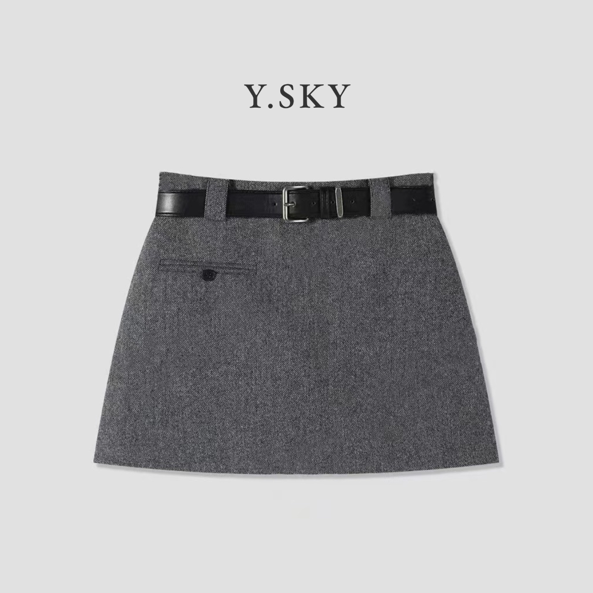 秋冬季（带腰带）新款半身毛呢百搭高腰裙百搭简约半裙