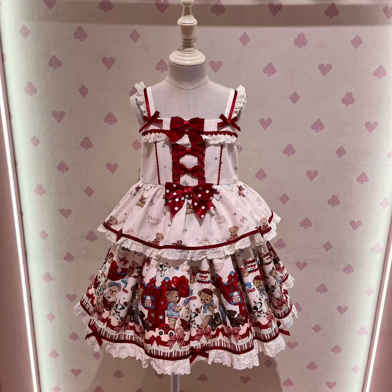 仲夏物语Lolita小熊学园童装蛋糕jsk可爱吊带连衣裙