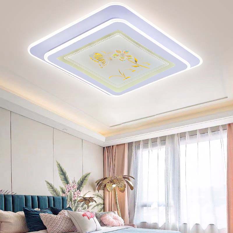 新款蝶恋花钢化玻璃铁艺卧室灯高端超亮吸顶灯轻奢主卧餐厅灯