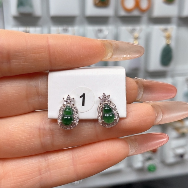 【闪购商品】翡翠耳饰银S925镶嵌耳饰