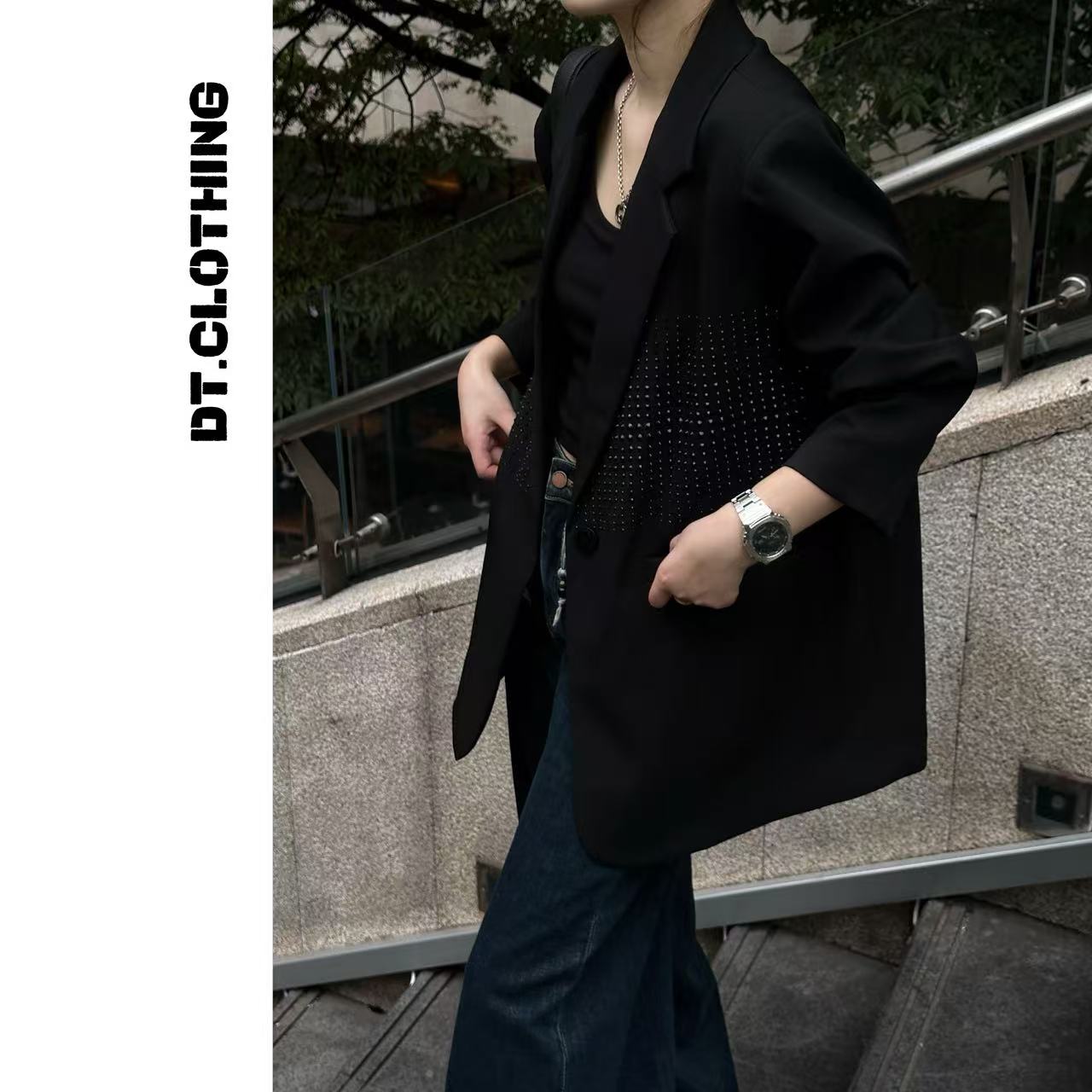 【DT】原单欧货90白鸭绒欧货高温烫钻西装外套