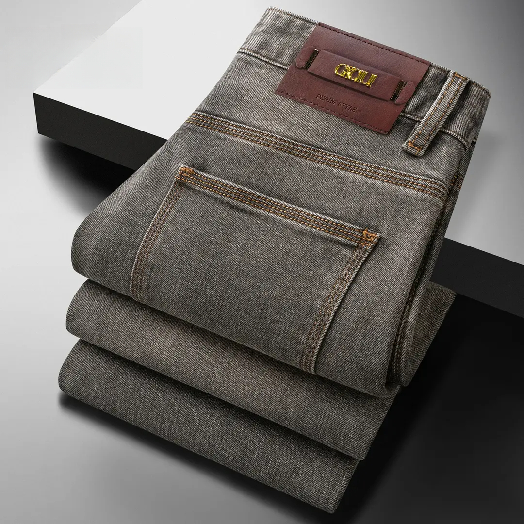 【典藏款琥珀流光雾灰棕】秋季新款轻奢男士修身直筒九分长裤牛仔裤