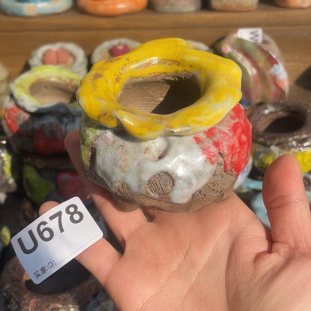 坛子姐花盆 孤品油画山石小包子内口4