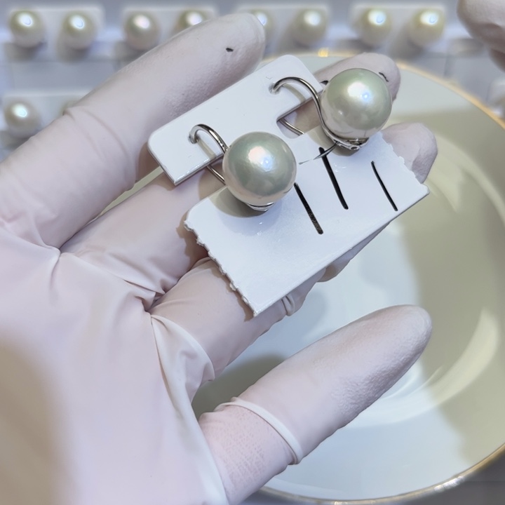 淡水珍珠耳饰银S925镶嵌