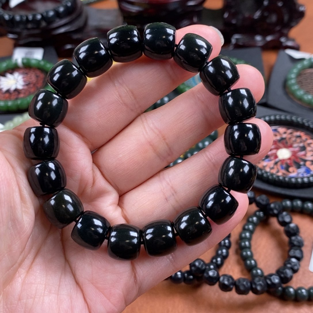 未镶嵌手链和田玉黑青12