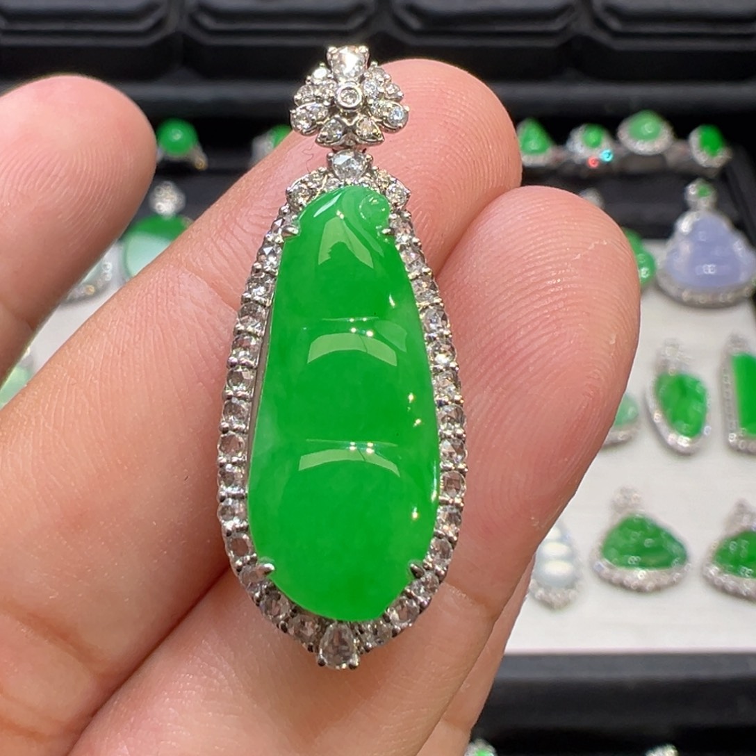 翡翠颈饰18K金镶嵌收货48小时鉴赏期（超时不退不换）