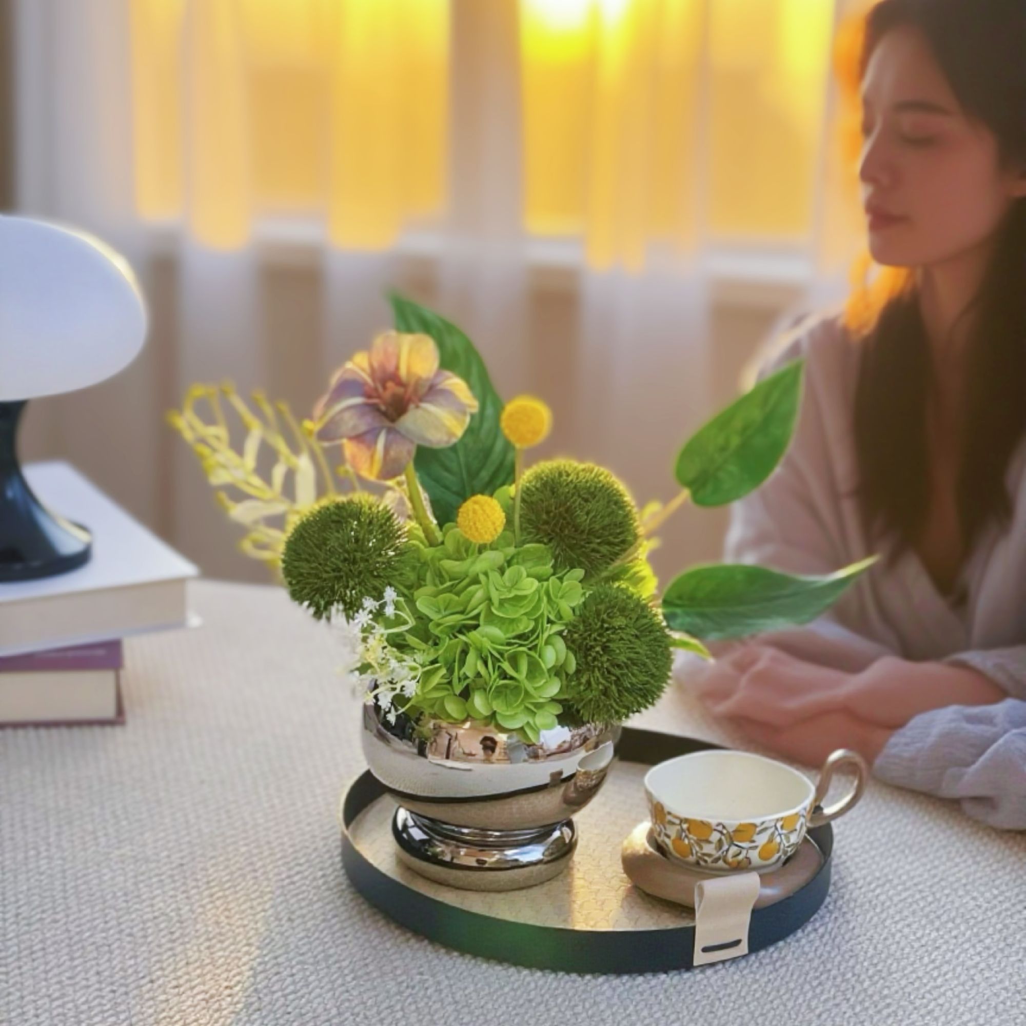 雾溪·仿真花假花餐桌花轻奢高档高级感摆件家居装饰摆设设计感