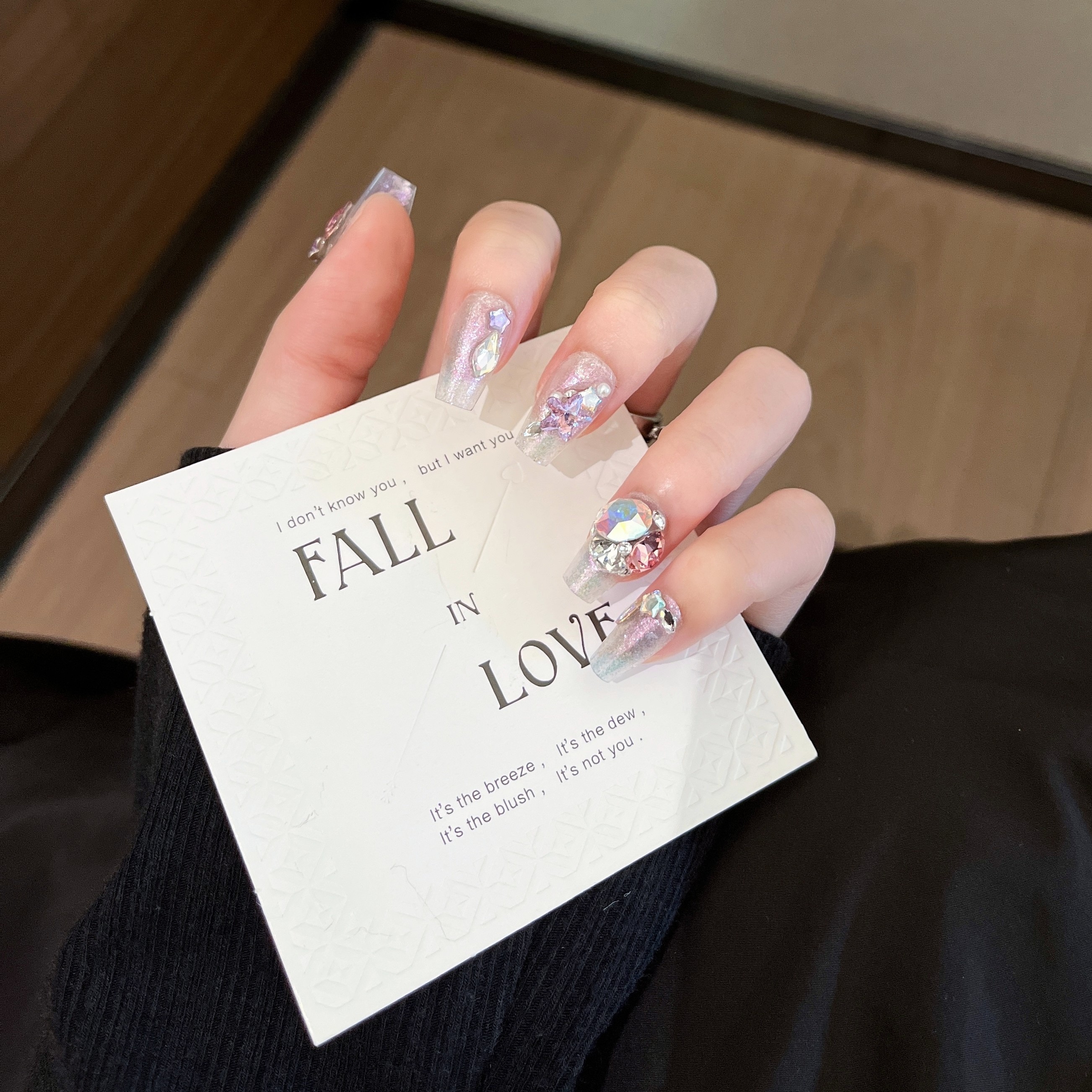 【一梦清晨】Ukulele设计全华碎钻爆闪施华洛满包钻球穿戴甲