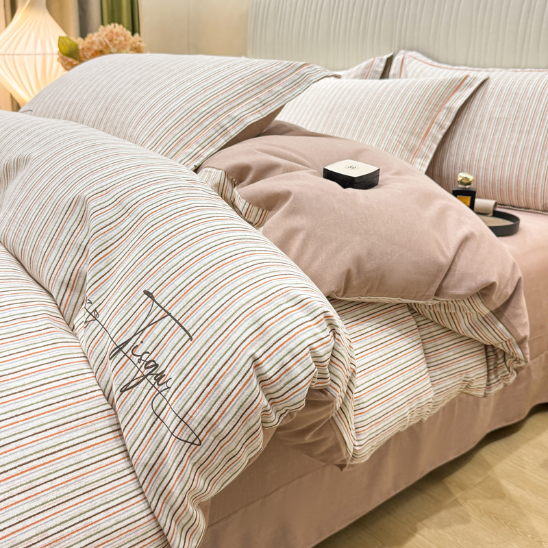 全棉加厚四件套四季款纯棉被套罩亲肤柔软印花床单轻奢床上用品