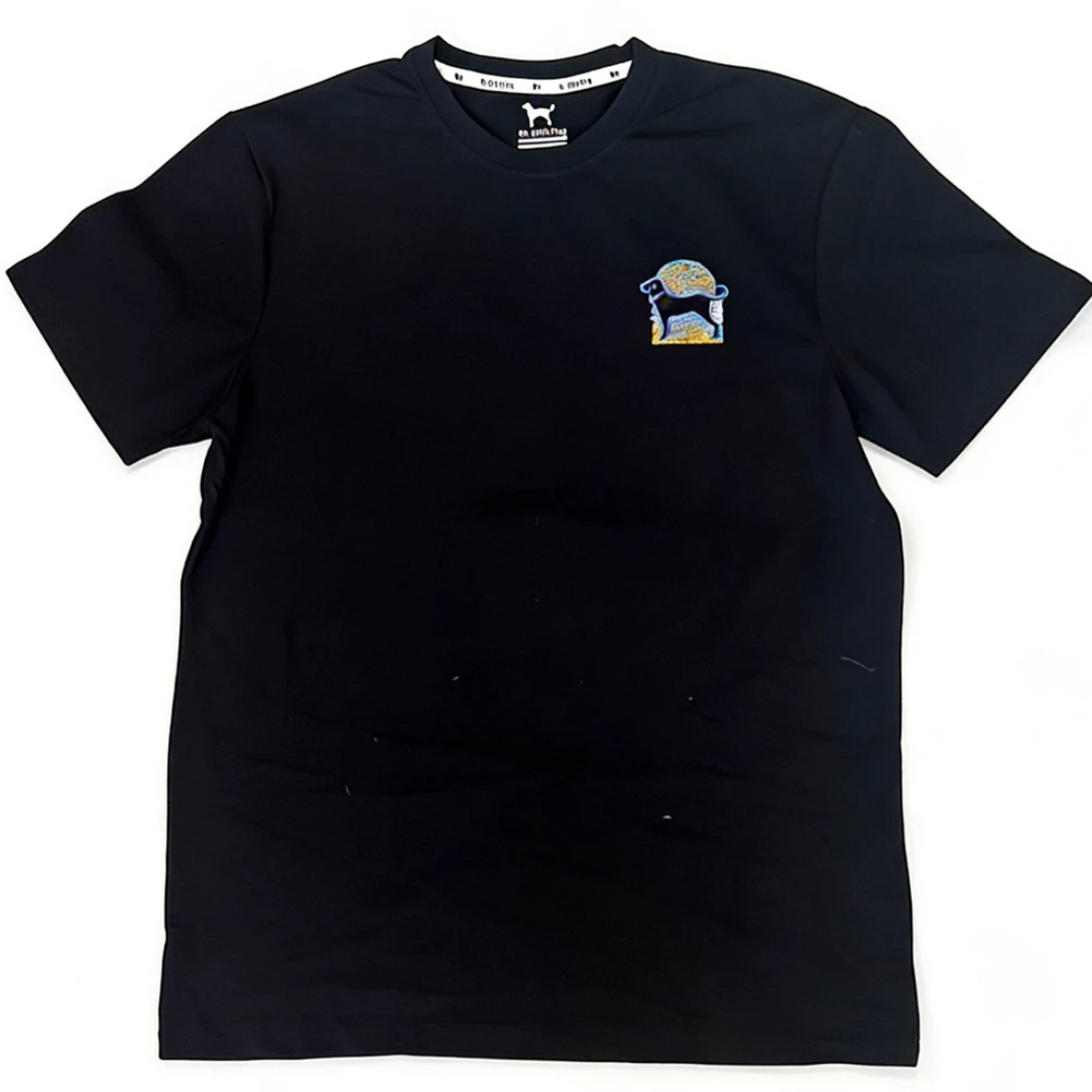 黑色小狗印花短袖t