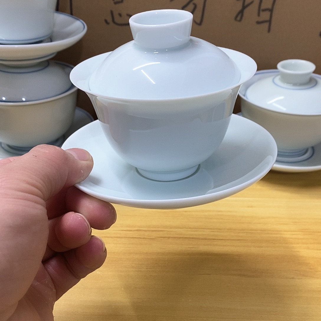 影青瓷三才盖碗140(瑕)
