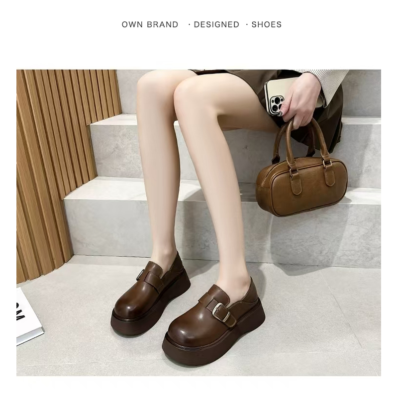 【新疆包邮】25年新款厚底真皮乐福踩包两穿一脚蹬皮鞋39-3