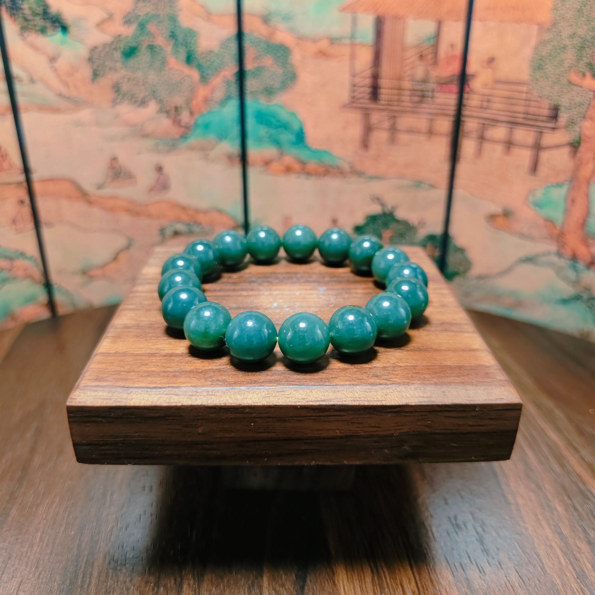 M和田玉圆珠手串（卡12）2042