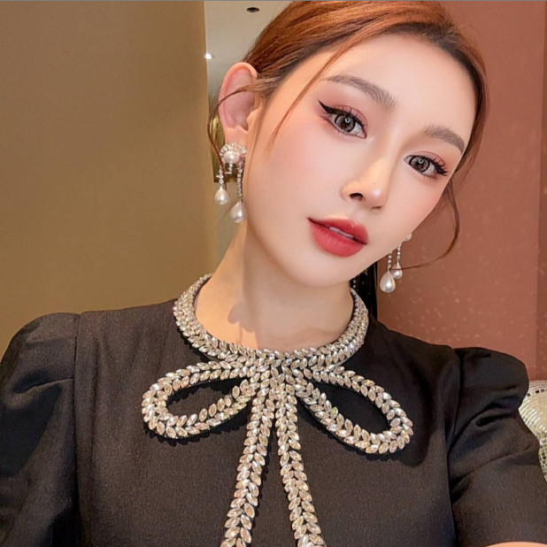 轻奢高级满钻麦穗水钻蝴蝶结假领子AZ745