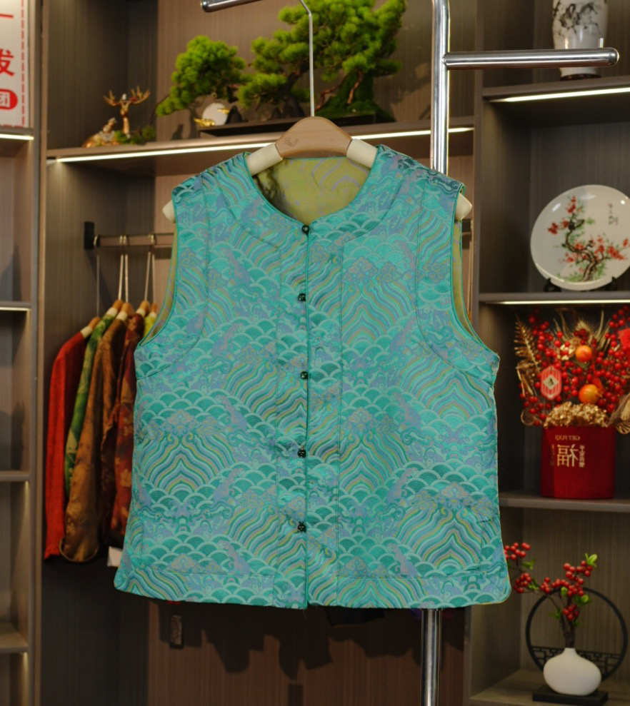 【海水江崖】新中式新款双面双穿蓝色定制高级定制马甲
