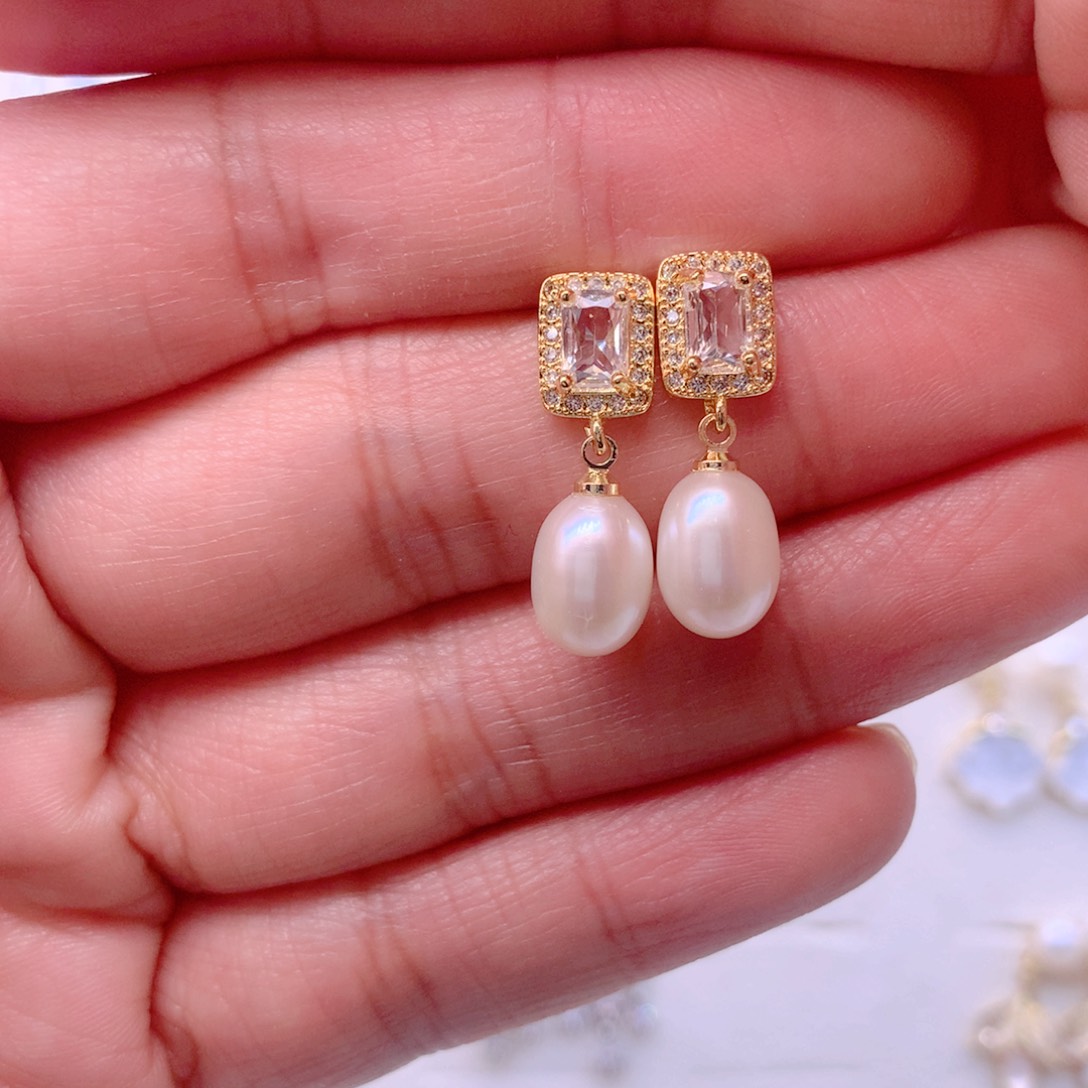 合金淡水珍珠耳饰