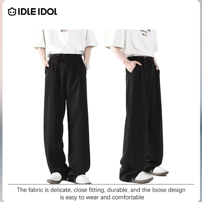 IDLEIDOLIDLEIDOL夏季新款美式冰丝宽松直筒潮流垂感休闲裤男生