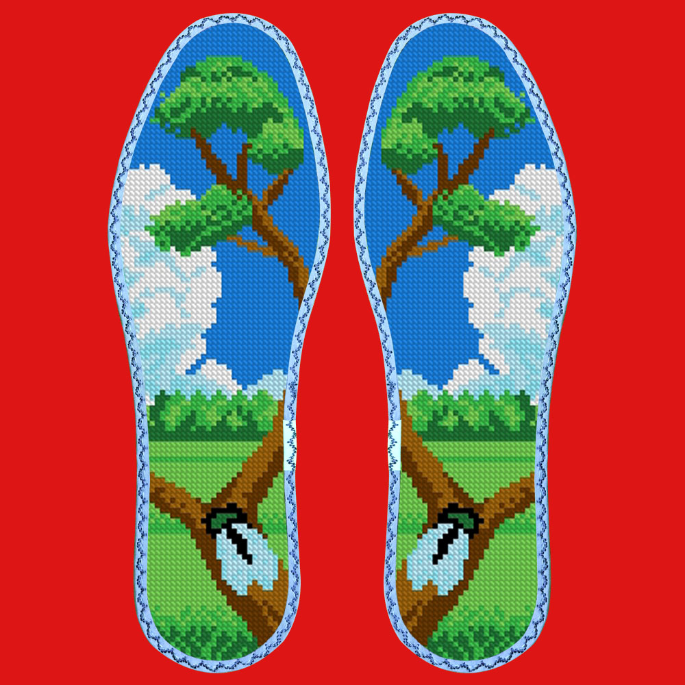 小格十字绣鞋垫七层纯棉布花边吸汗防臭（6879）