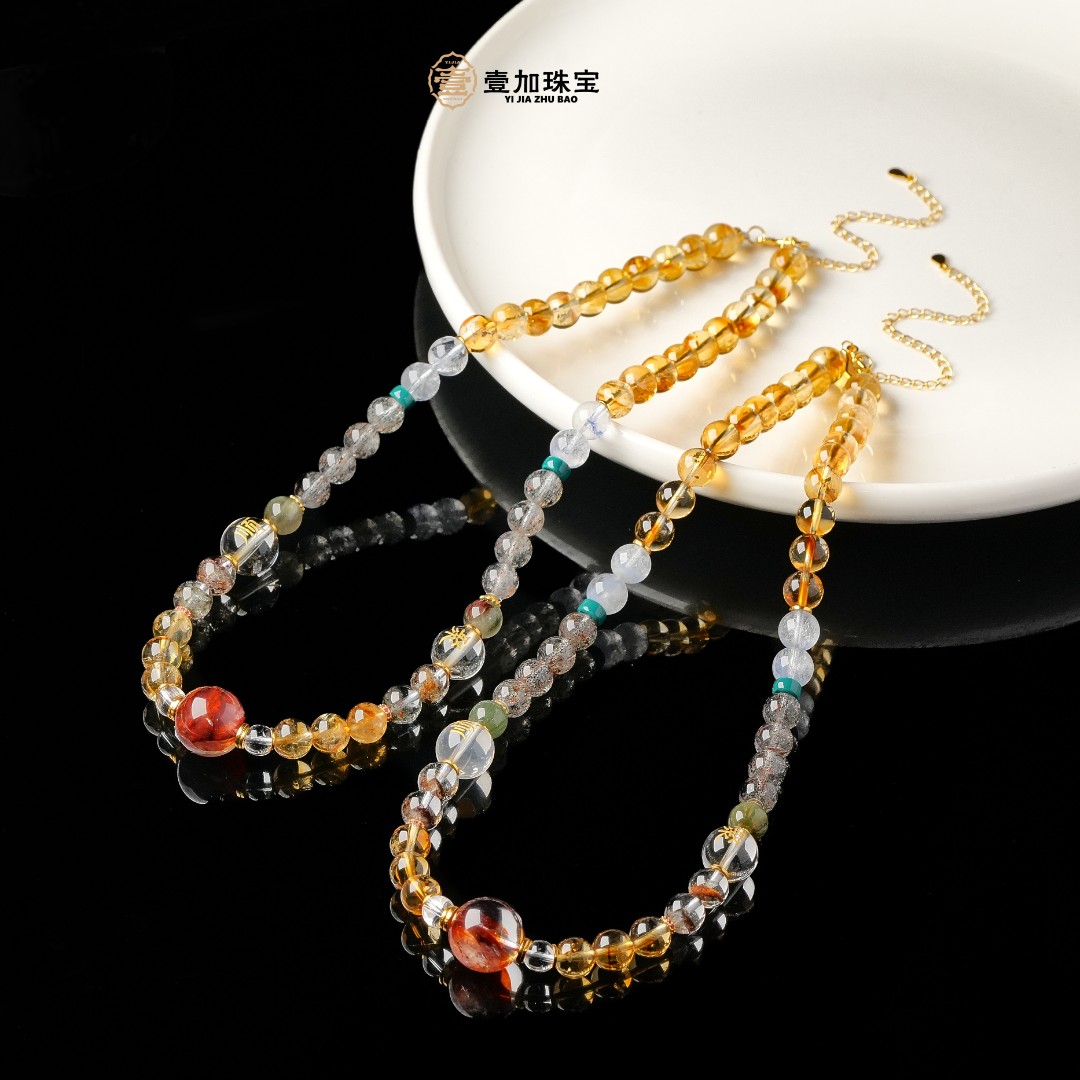 壹加维尼|手工设计五色相辅相成胶花水晶项链多样性发一8256N