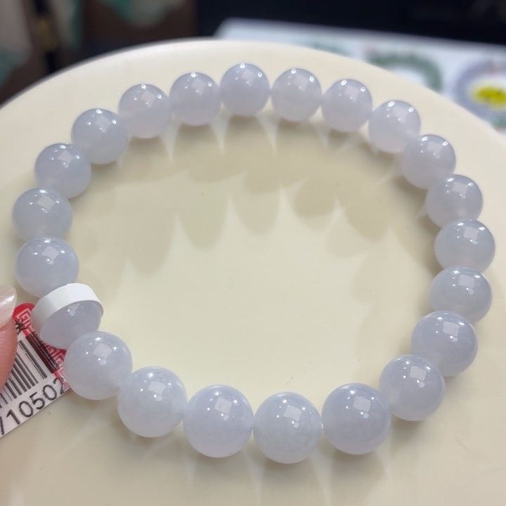 翡翠未镶嵌手链冰胶浅紫卡8.7