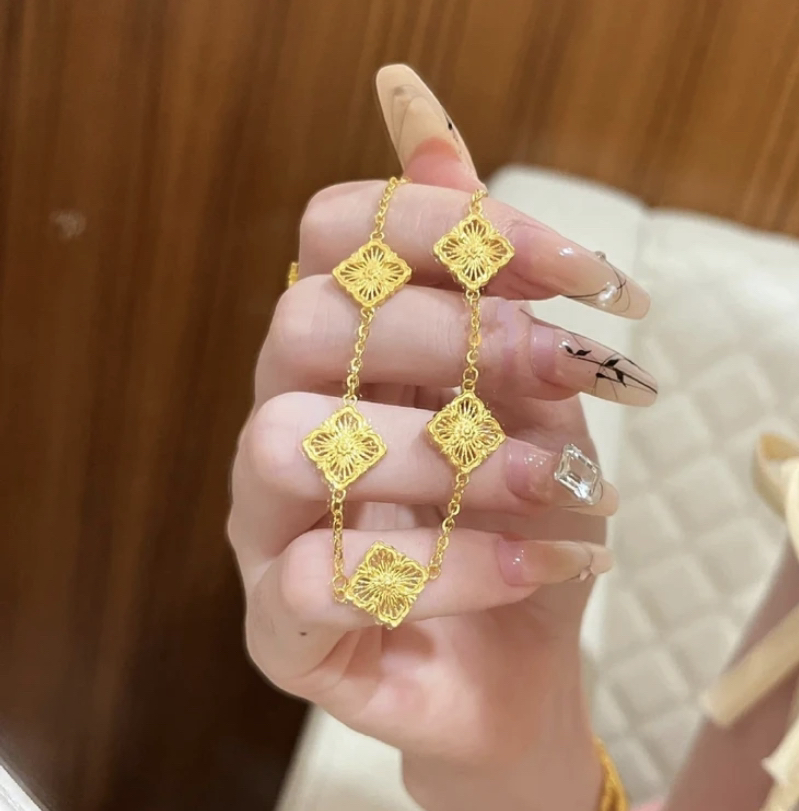 足银手链 布契拉提五花手链金色复古简约小众轻奢5006