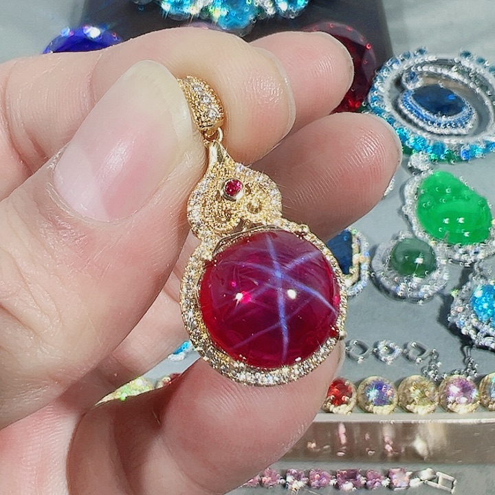 非金属红色蓝色满镶嵌