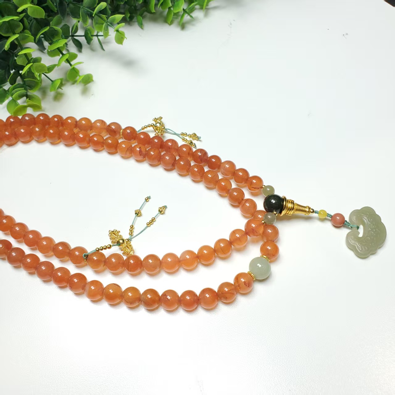 V138【赵小姐】【一生锁爱】南红玛瑙＋和田玉项链多样发其一