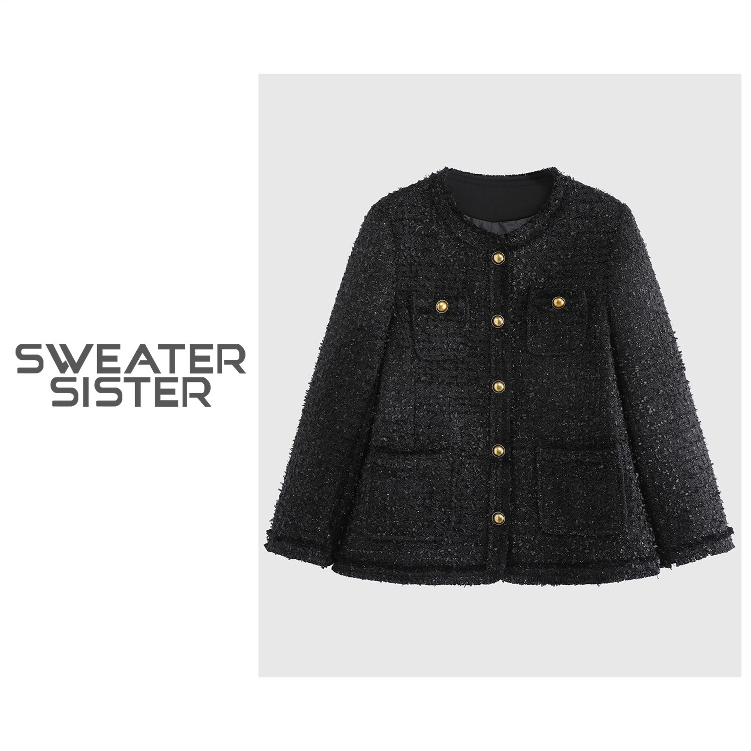 秋冬新款小香风粗花呢羽绒外套女5215-30151