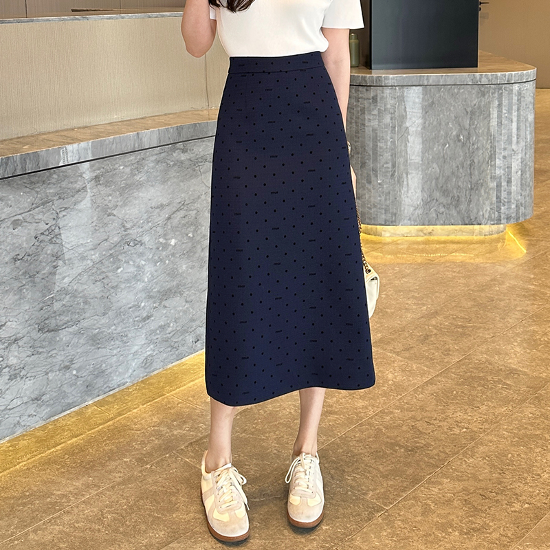 波点裙子女款爆款2025新款高级感中长款半身裙春夏高腰开叉包臀裙