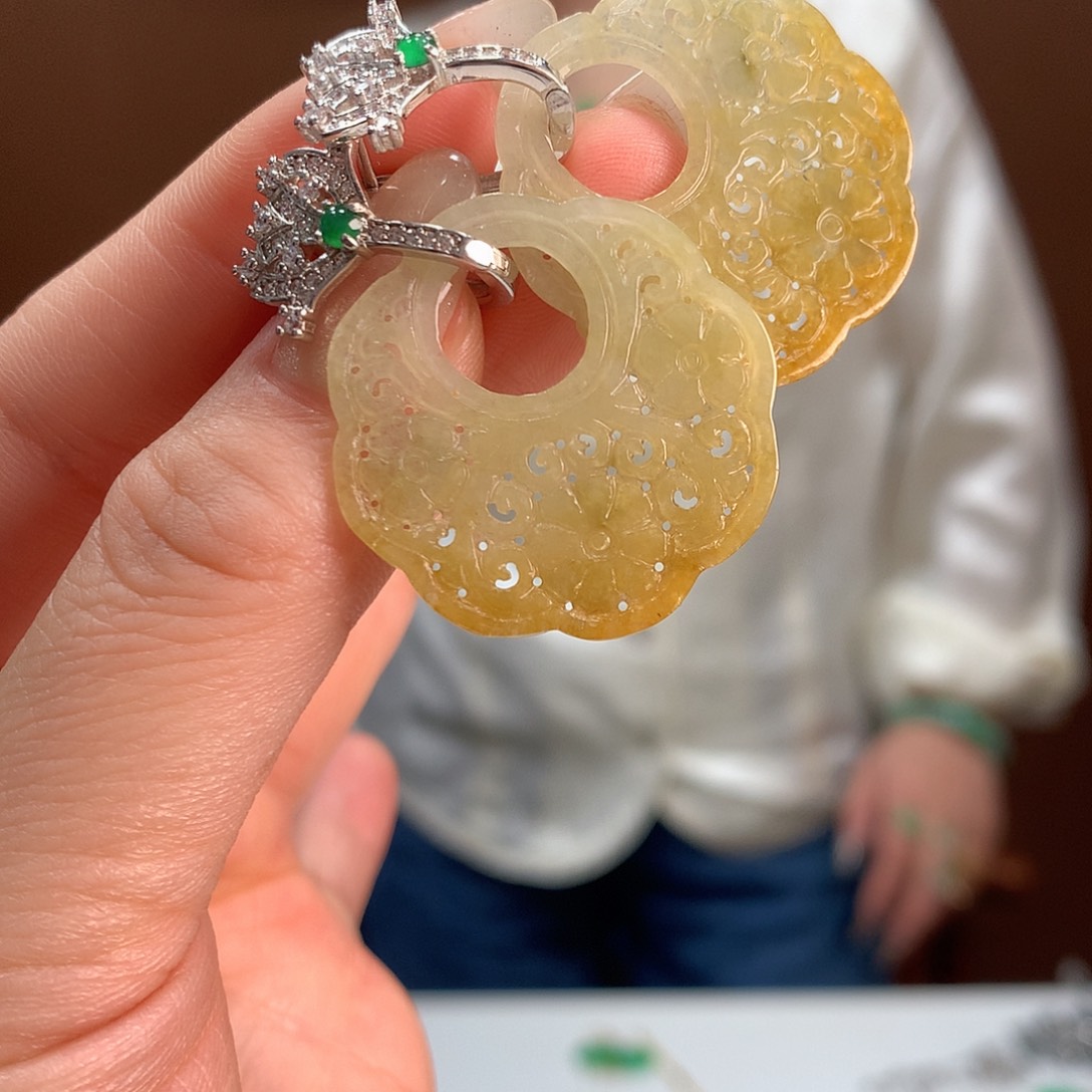 翡翠银S925镶嵌耳饰