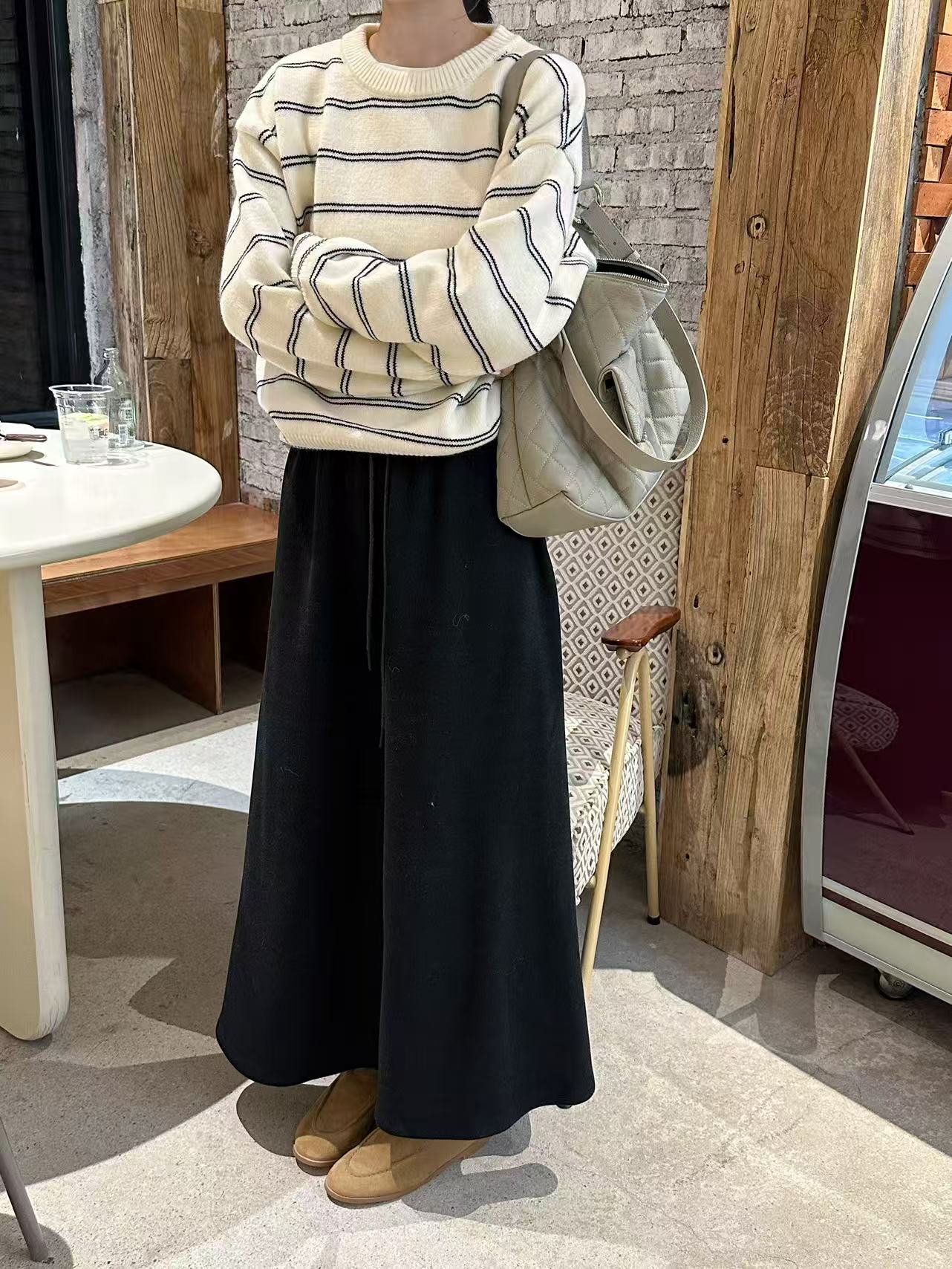 Peach “藏肉神器”毛呢中长款抽绳高腰A字垂感半身裙 10799