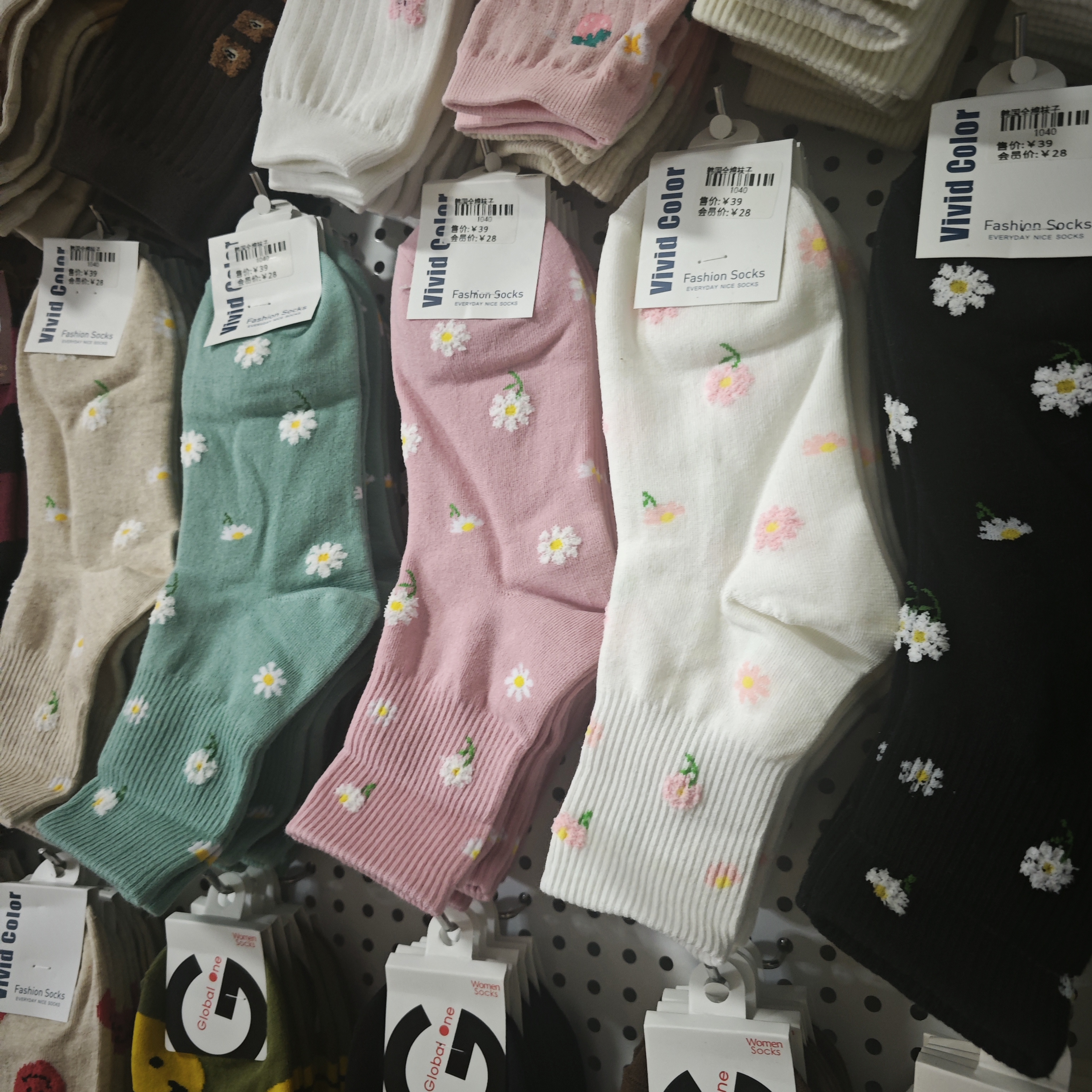 韩国东大门春秋新款棉袜女小雏菊花朵弹力中筒袜