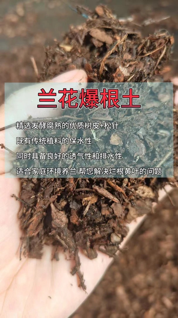 兰花爆根土  树皮➕松针发酵腐熟养跟兰花专用植料 月季绣球多肉土