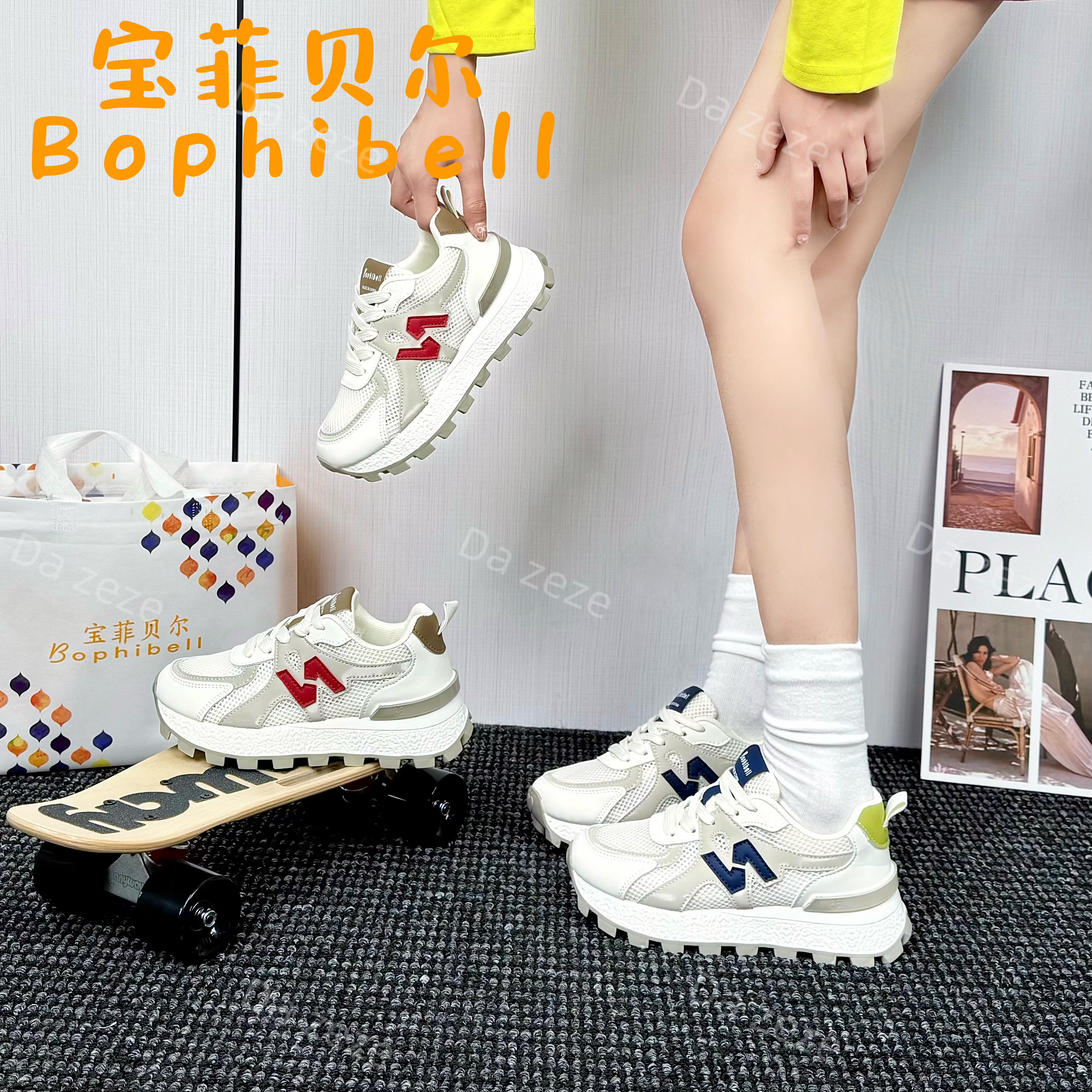 车厘子 2025夏季网面阿甘鞋女透气软底时尚百搭潮流休闲鞋25666