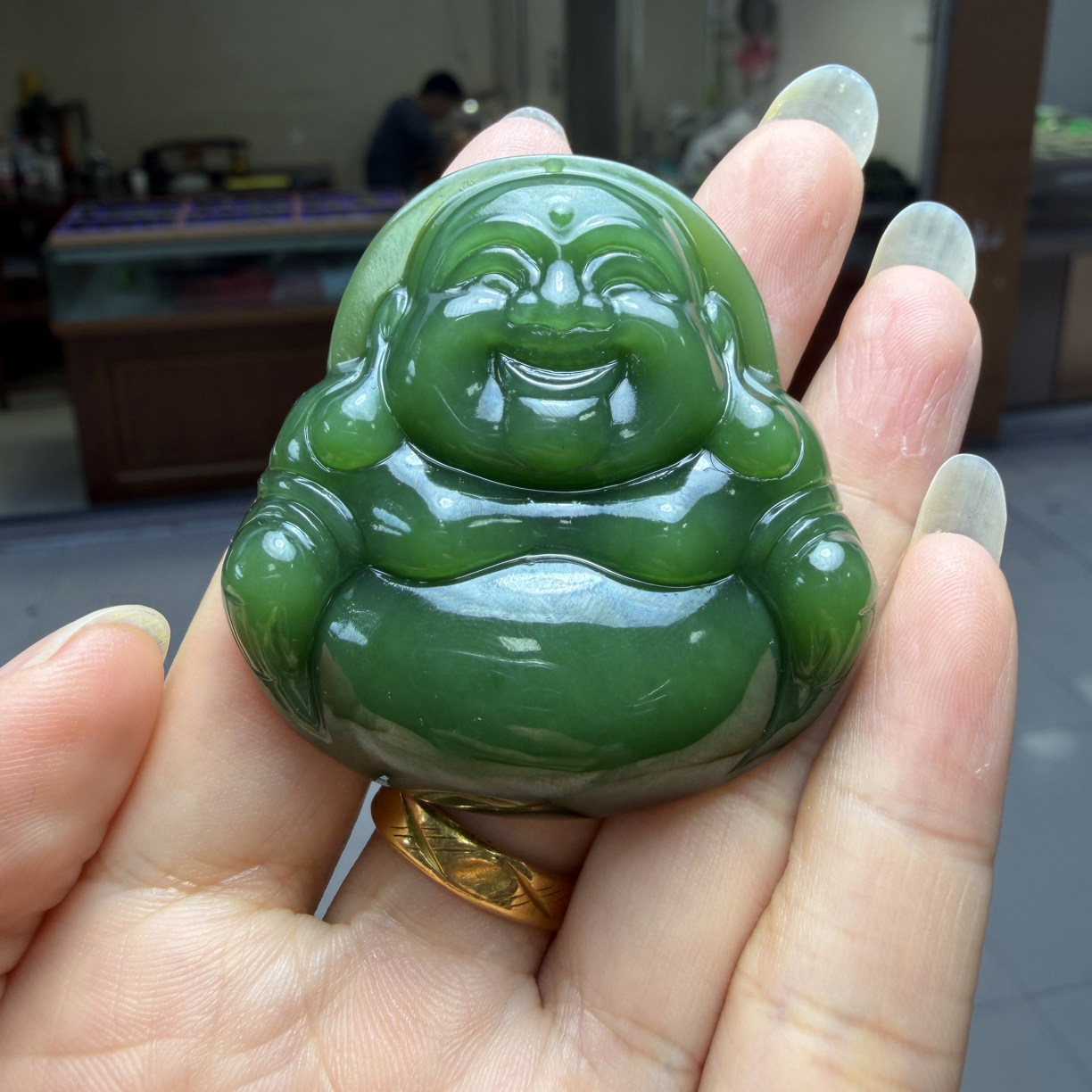 和田玉碧玉阳绿佛公