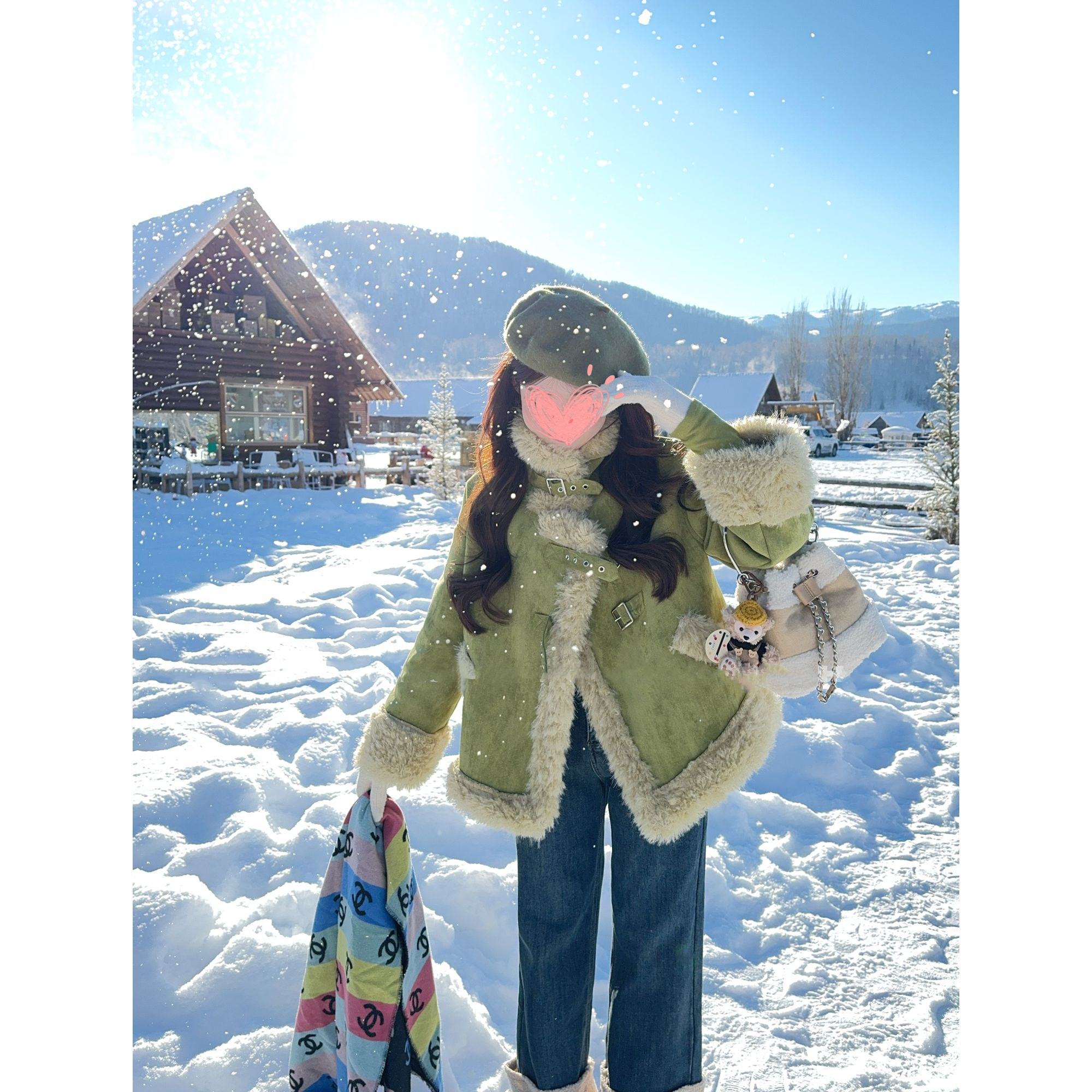 【麋鹿手札】韩系皮毛一体翻领外套女冬季羊羔绒加厚保暖新款上衣