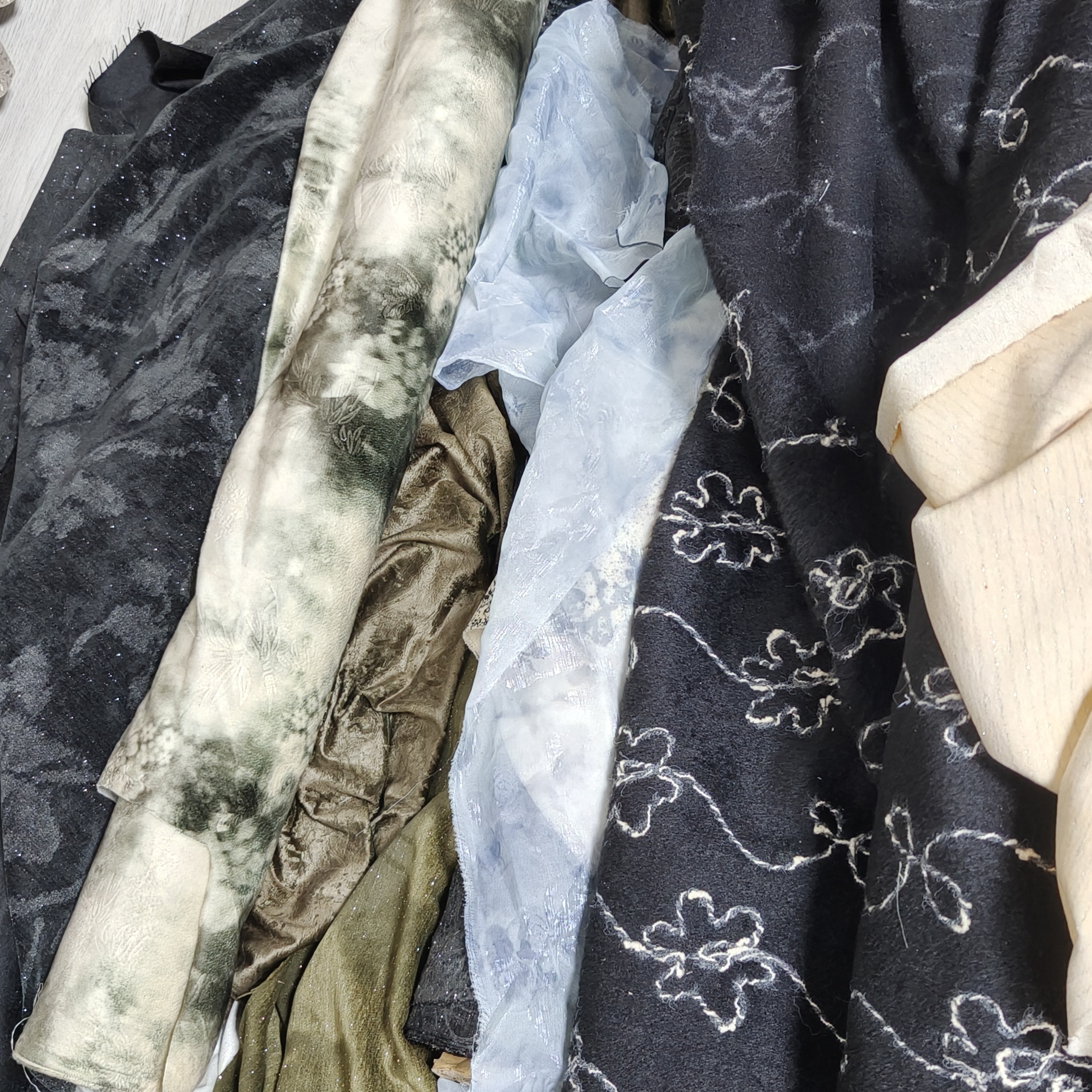 面料，缎面布料垂坠感礼服衬衫裤子国风面料，拍一下为五片，孤品