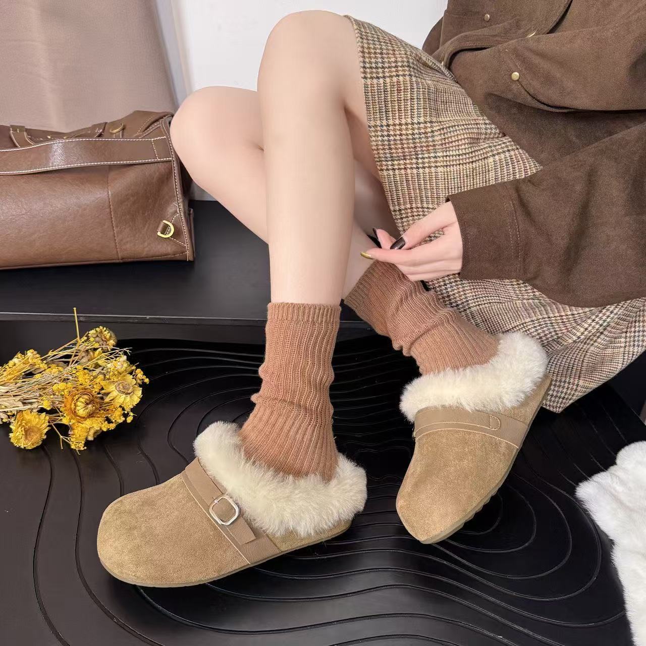 【交个朋友专属】珍妮姿全包通用休闲纯色学院风冬季加绒保暖勃肯鞋