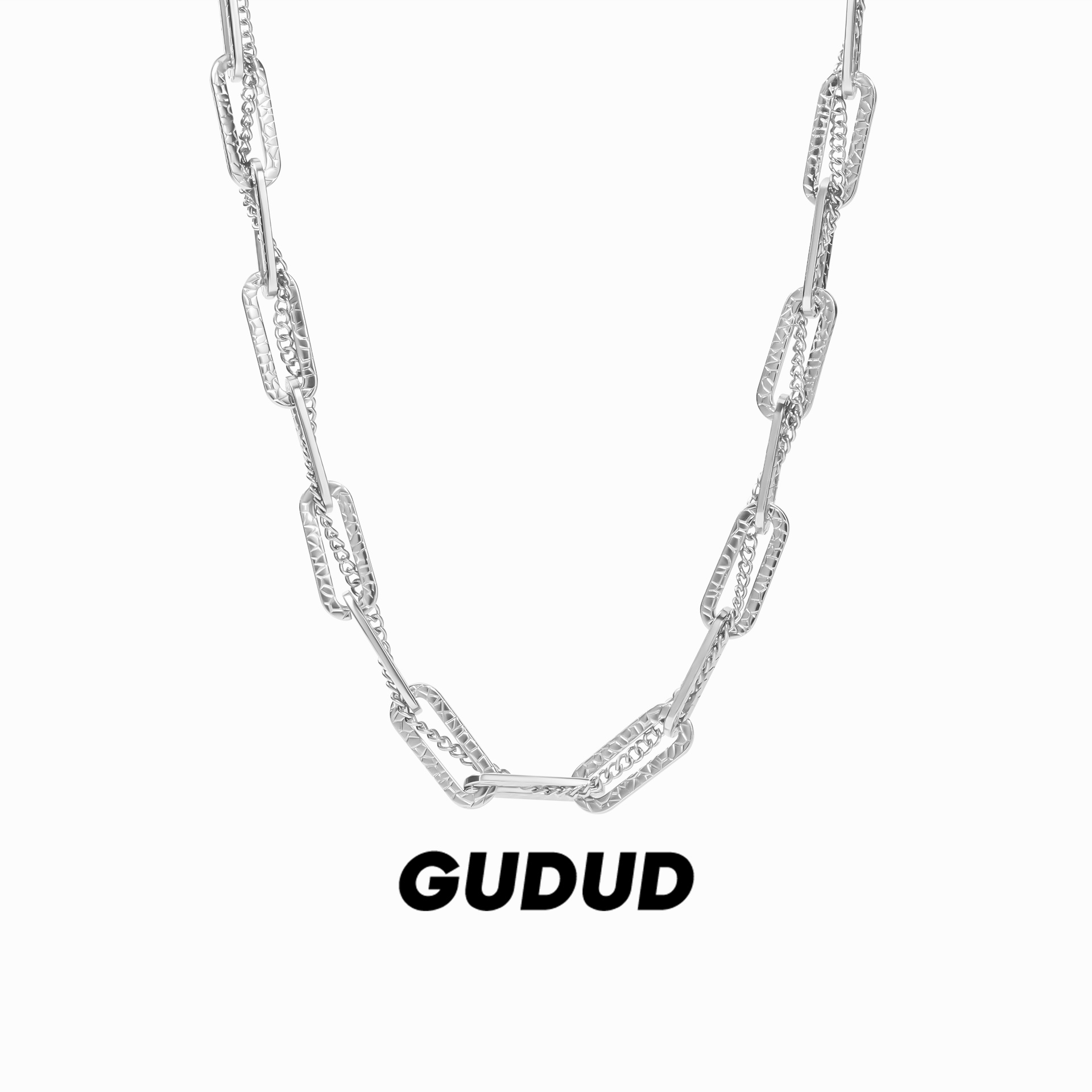 钛钢项链 王嘉尔同款双层缠绕压花项链简约高级古巴链秋冬送男友