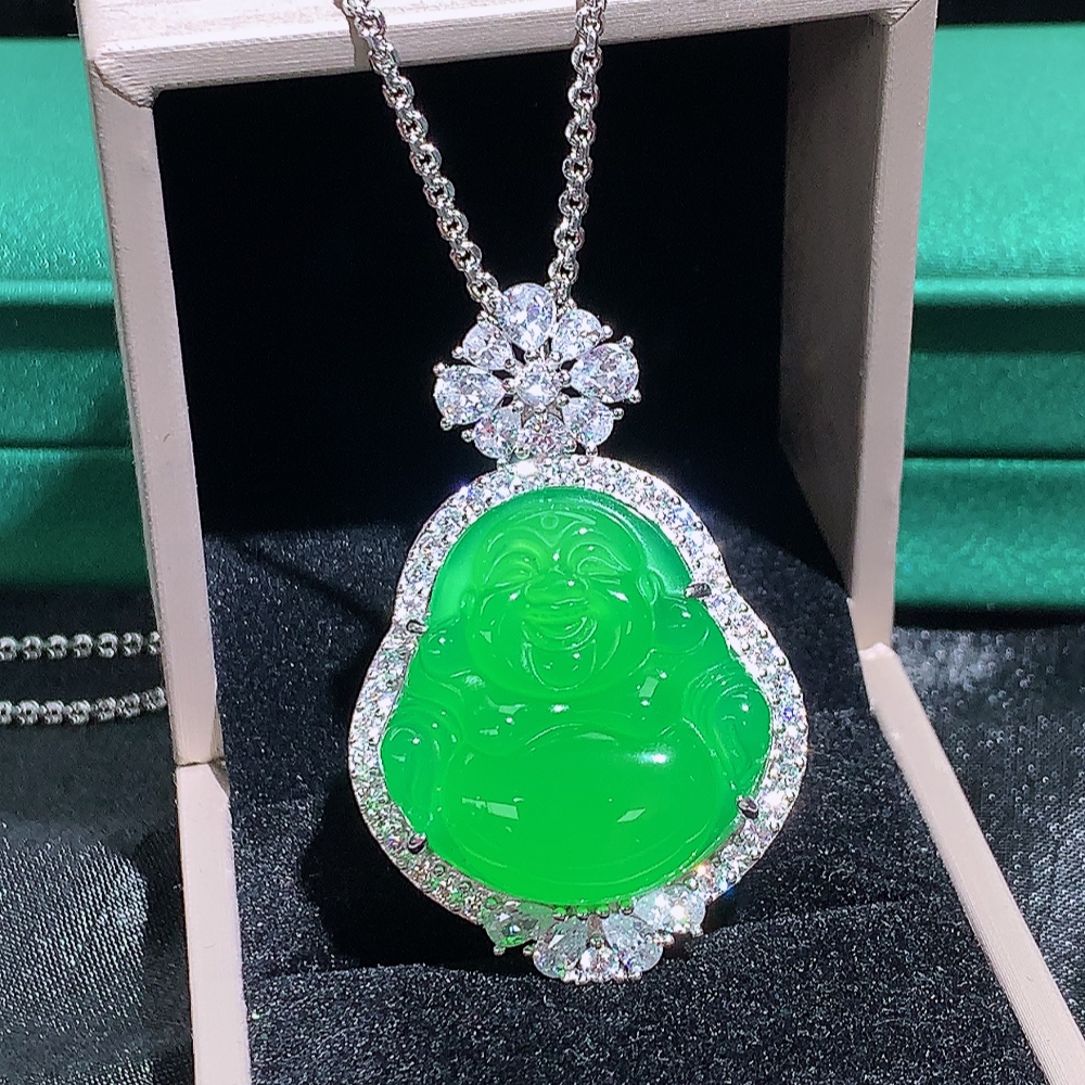 吊坠925银 天然，重工豪镶，经典笑佛，单吊坠，气场轻奢