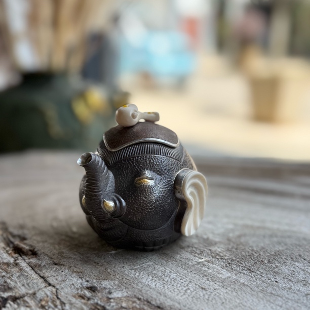 银壶说999足银纯手工吉象创意小泡壶（吉象如意壶）中式泡壶手抓壶