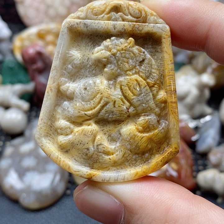 硅化珊瑚（珊瑚玉）颈饰未镶嵌