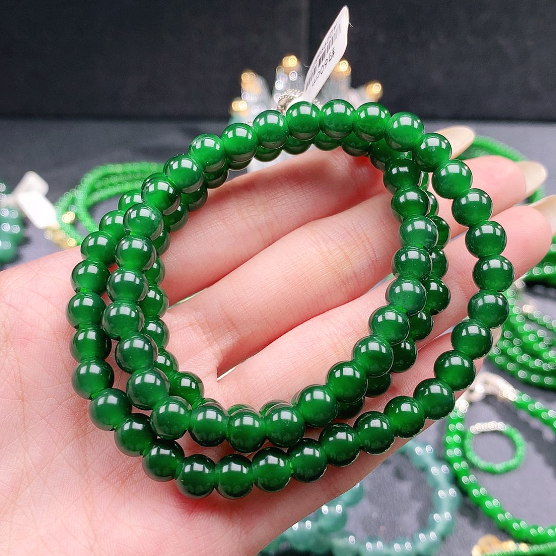 翡翠未镶嵌手链项链7mm