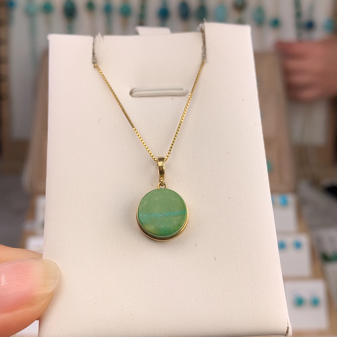 绿松石18K金镶嵌吊坠(不含链)