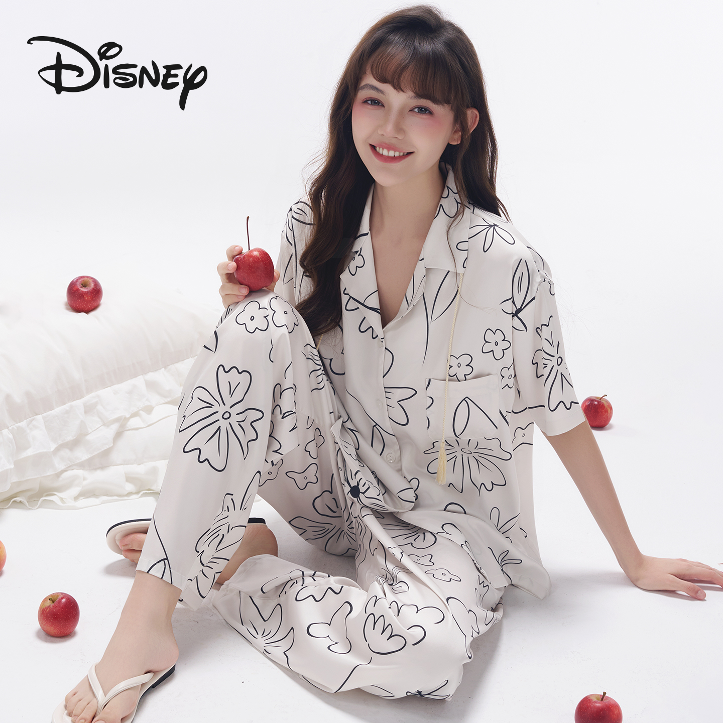 【国家补贴】Disney/迪士尼夏季新款女可外穿花卉套装睡衣家居服