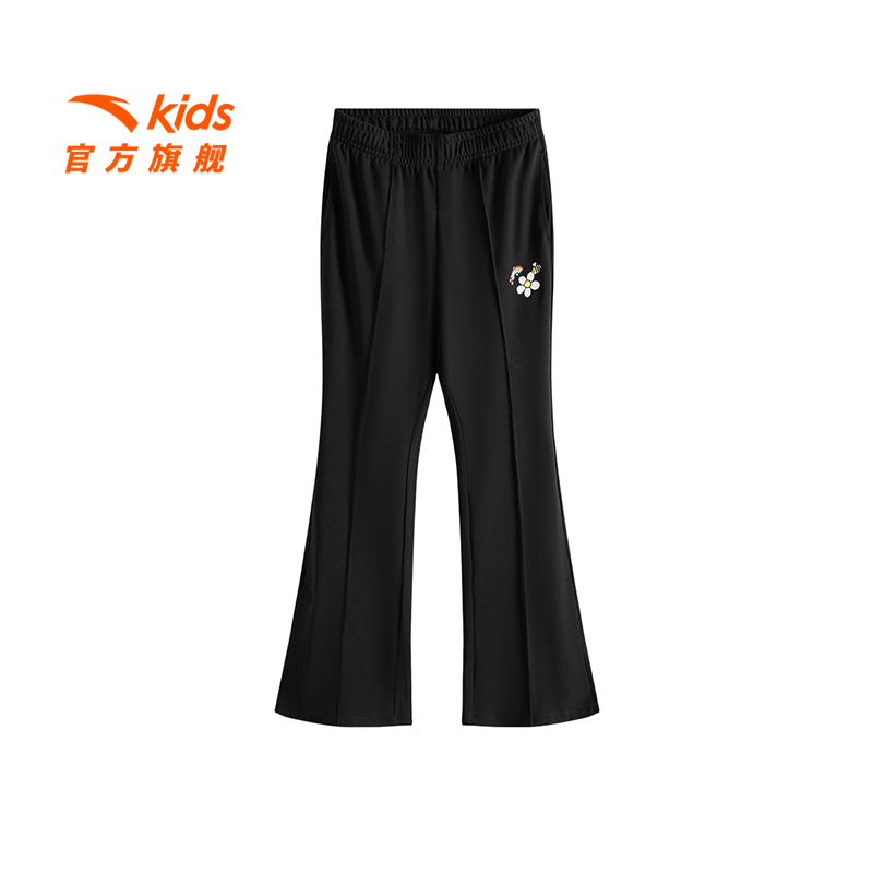 安踏儿童女大童针织运动长裤2025夏季新款时尚百搭青少年微喇叭裤