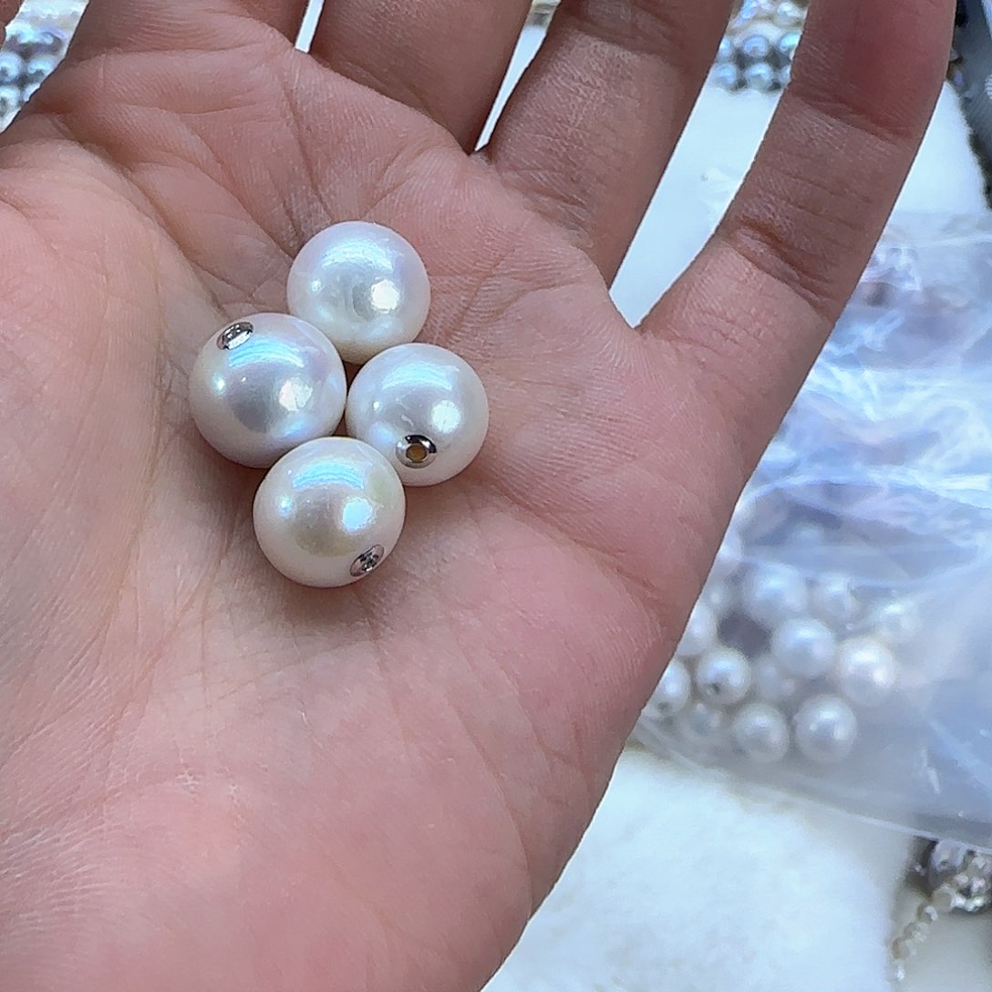 18K金镶嵌项链定制720淡水珍珠