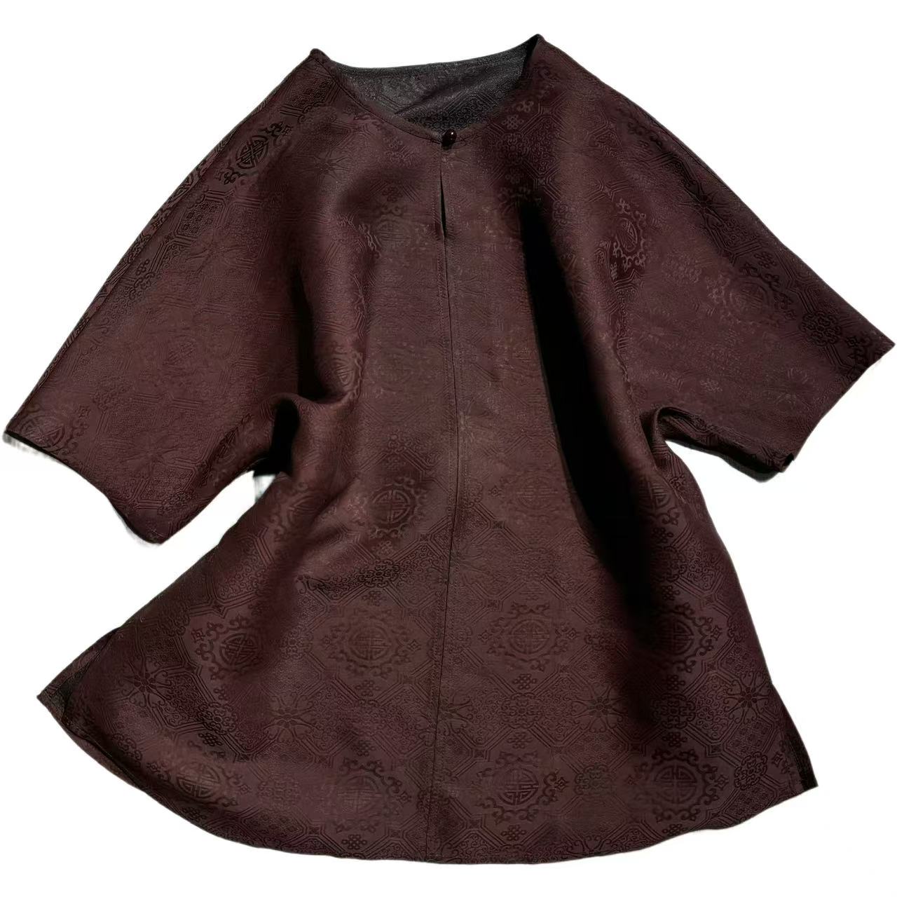 【如意】2025新款双面双穿花萝如意海棠香云纱短袖休闲百搭减龄上衣